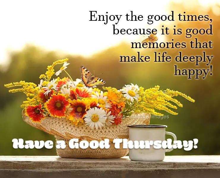 Enjoy the good times, because it is good memories that make life deeply happy! Have a Good Thursday!