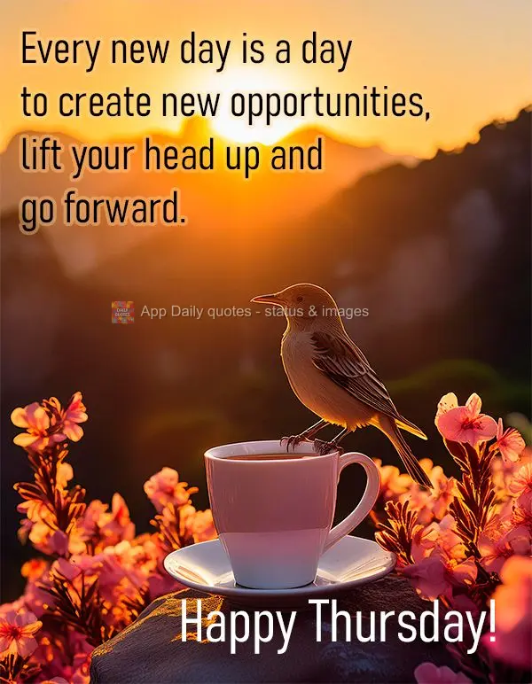 Every new day is a day to create new opportunities, lift your head up and go forward. Happy Thursday!