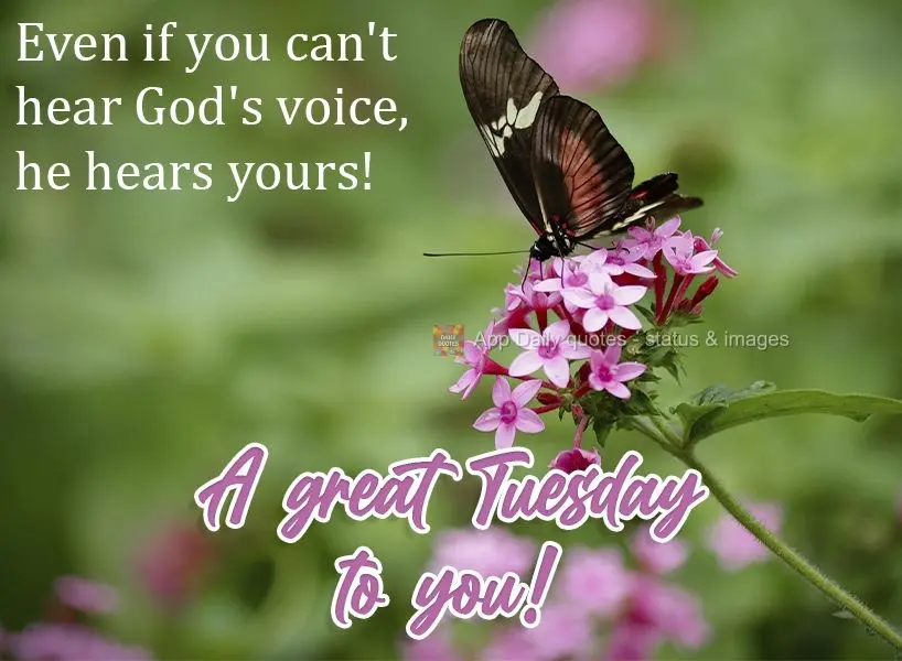 Even if you can't hear God's voice, he hears yours!  A great Tuesday to you! 