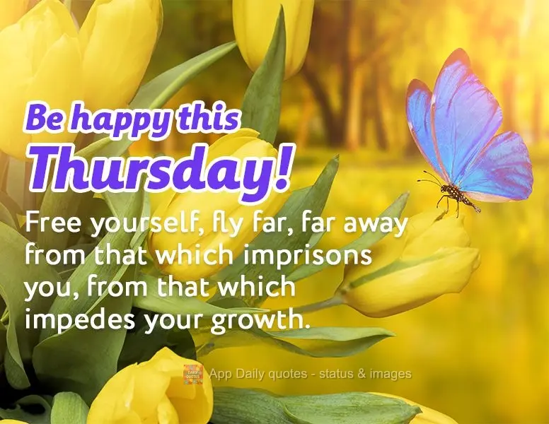 Free yourself. Fly far, far away from that which imprisons you, from that which impedes your growth. Be happy this Thursday!
