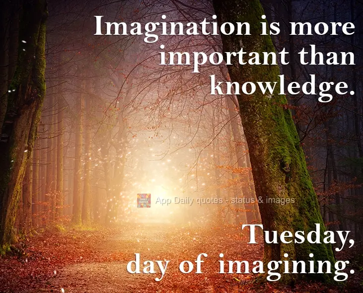 Imagination is more important than knowledge. Tuesday, day of imagining.