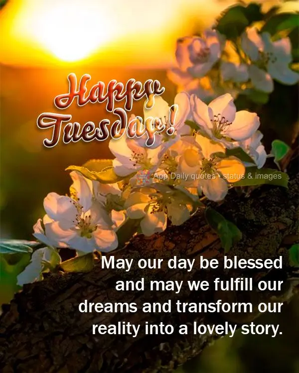 May our day be blessed and may we fulfill our dreams and transform our reality into a lovely story. Happy Tuesday!
