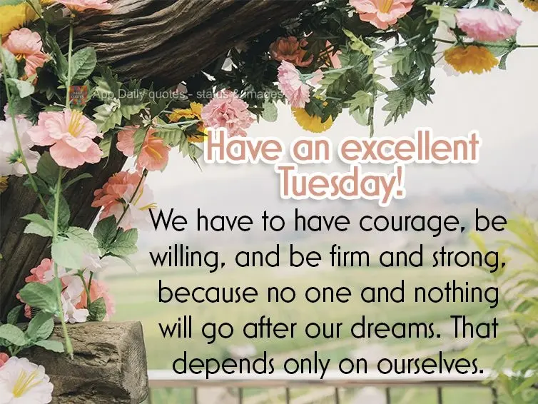 We have to have courage, be willing, and be firm and strong, because no one and nothing will go after our dreams. That depends only on ourselves.  Have a...