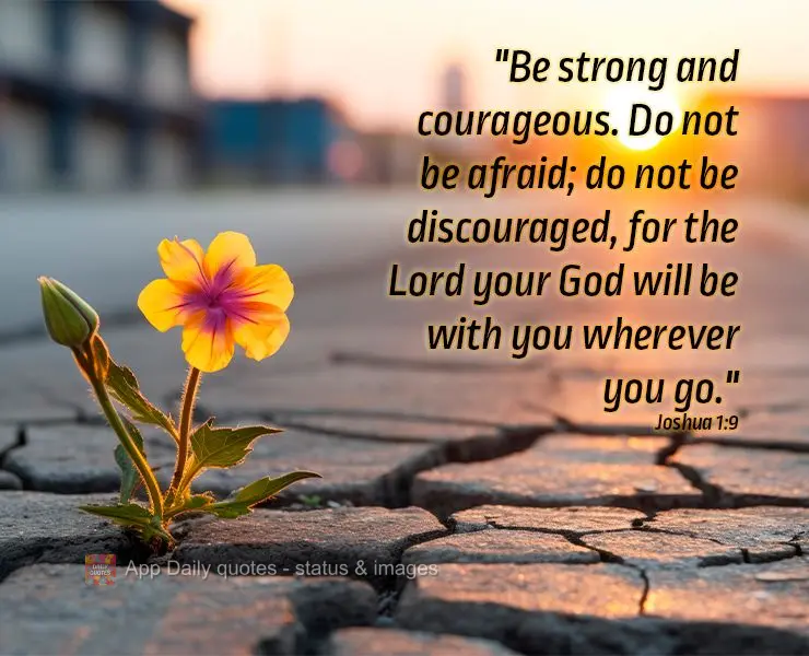 "Be strong and courageous. Do not be afraid; do not be discouraged, for the Lord your God will be with you wherever you go." Joshua 1:9