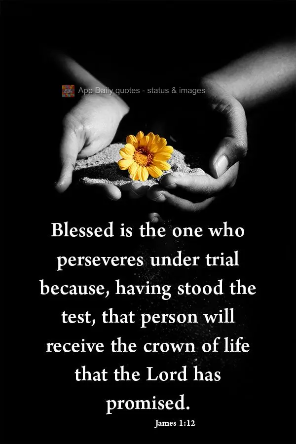 Blessed is the one who perseveres under trial because, having stood the test, that person will receive the crown of life that the Lord has promised. Jame...