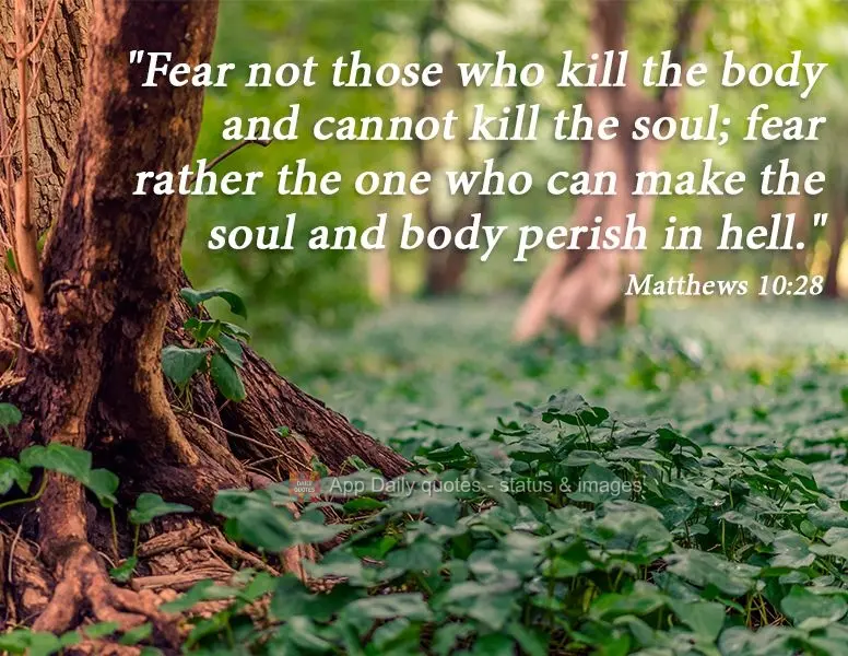 "Fear not those who kill the body but cannot kill the soul; fear rather the one who can make the soul and body perish in hell." Matthew 10:28