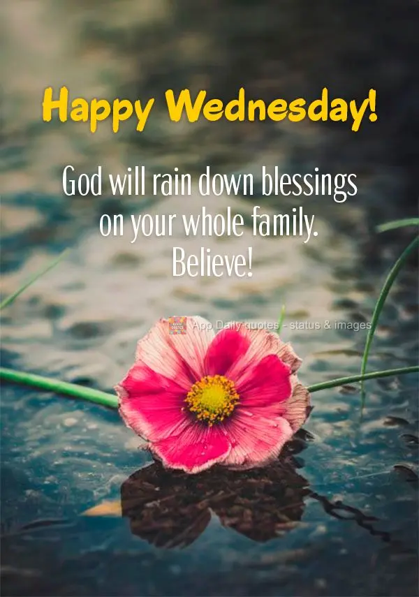 God will rain down blessings on your whole family. Believe! Happy Wednesday!