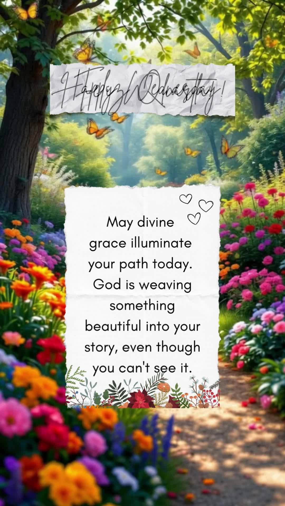 May divine grace illuminate your path today. God is weaving something beautiful into your story, even though you can't see it. Happy Wednesday!