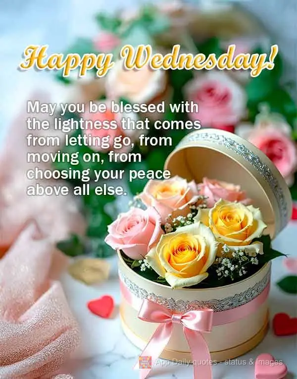 May you be blessed with the lightness that comes from letting go, from moving on, from choosing your peace above all else. Happy Wednesday!