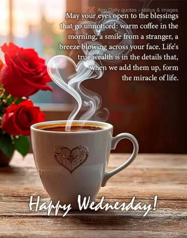May your eyes open to the blessings that go unnoticed: warm coffee in the morning, a smile from a stranger, a breeze blowing across your face. Life's tru...