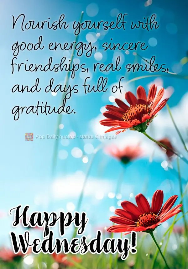 Nourish yourself with good energy, sincere friendships, real smiles, and days full of gratitude. Happy Wednesday!