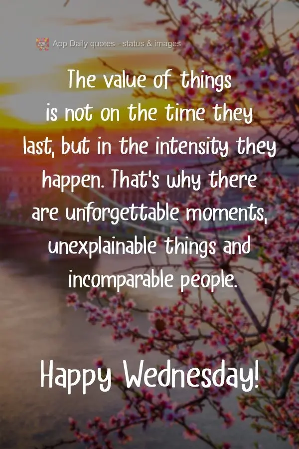 The value of things is not in how long they last, but how intensely they happen. That's why there are unforgettable moments, inexplicable things, and inc...