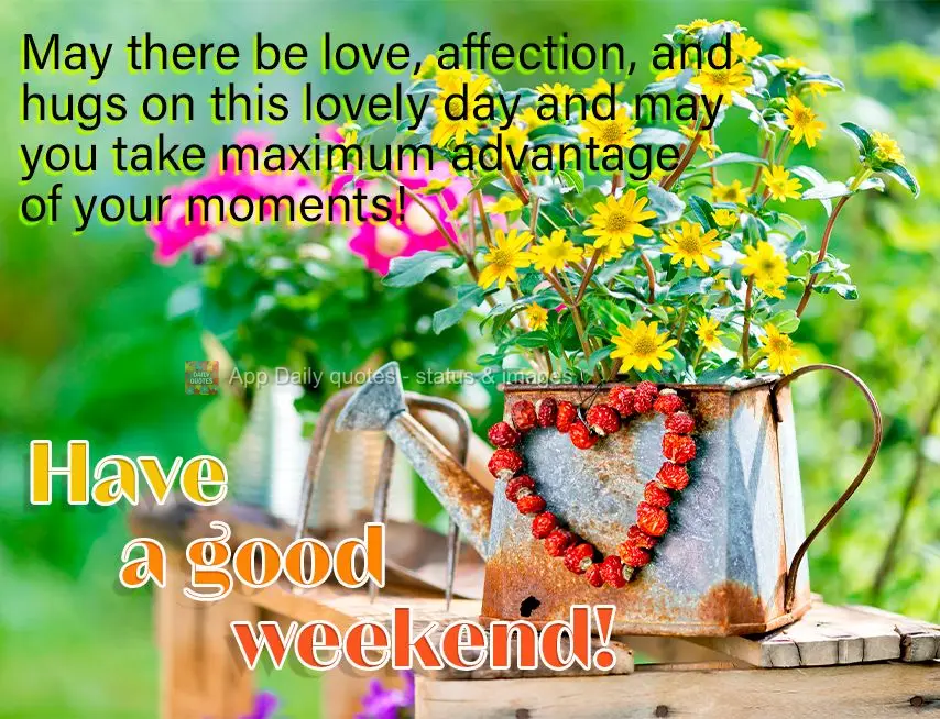 May there be love, affection, and hugs on this lovely day, and may you take maximum advantage of your moments! Have a good weekend!