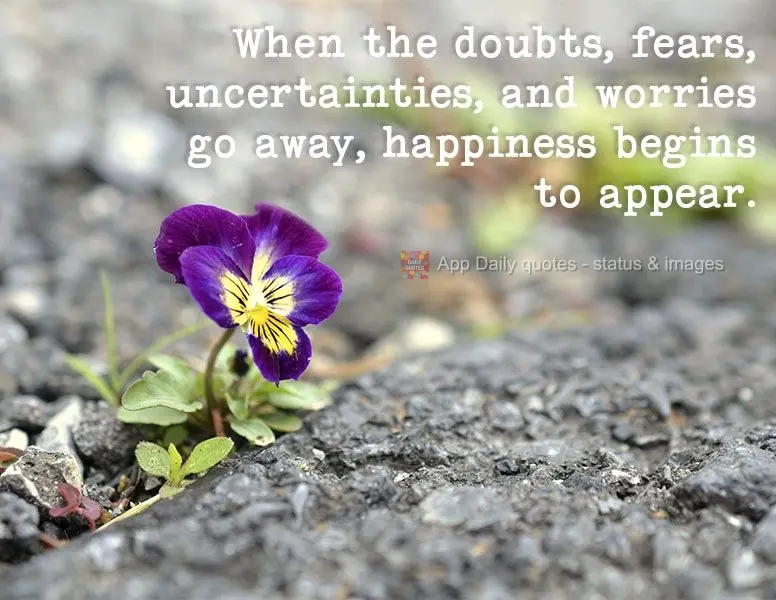 When the doubts, fears, uncertainties, and worries go away, happiness starts appearing.
