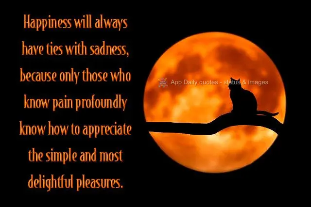 Happiness will always be linked to sadness, because only those who know pain profoundly know how to appreciate the simple and most delightful pleasures....