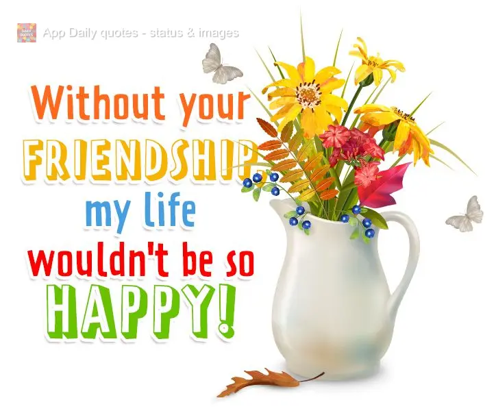 Without your friendship, my life wouldn't be so happy!