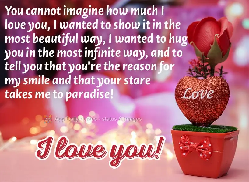 You cannot imagine how much I love you, I wanted to show it in the most beautiful way, I wanted to hug you in the most infinite way, and to tell you that...