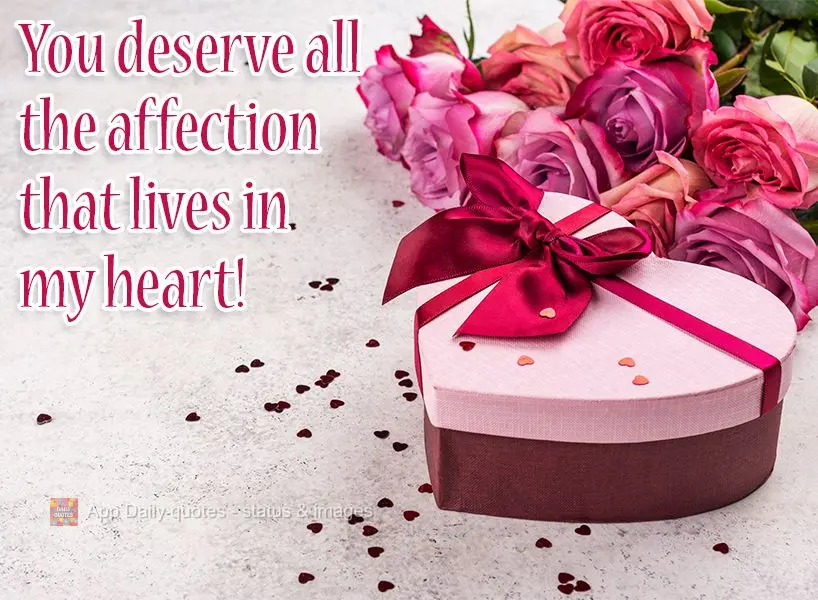 You deserve all the affection that lives in my heart!